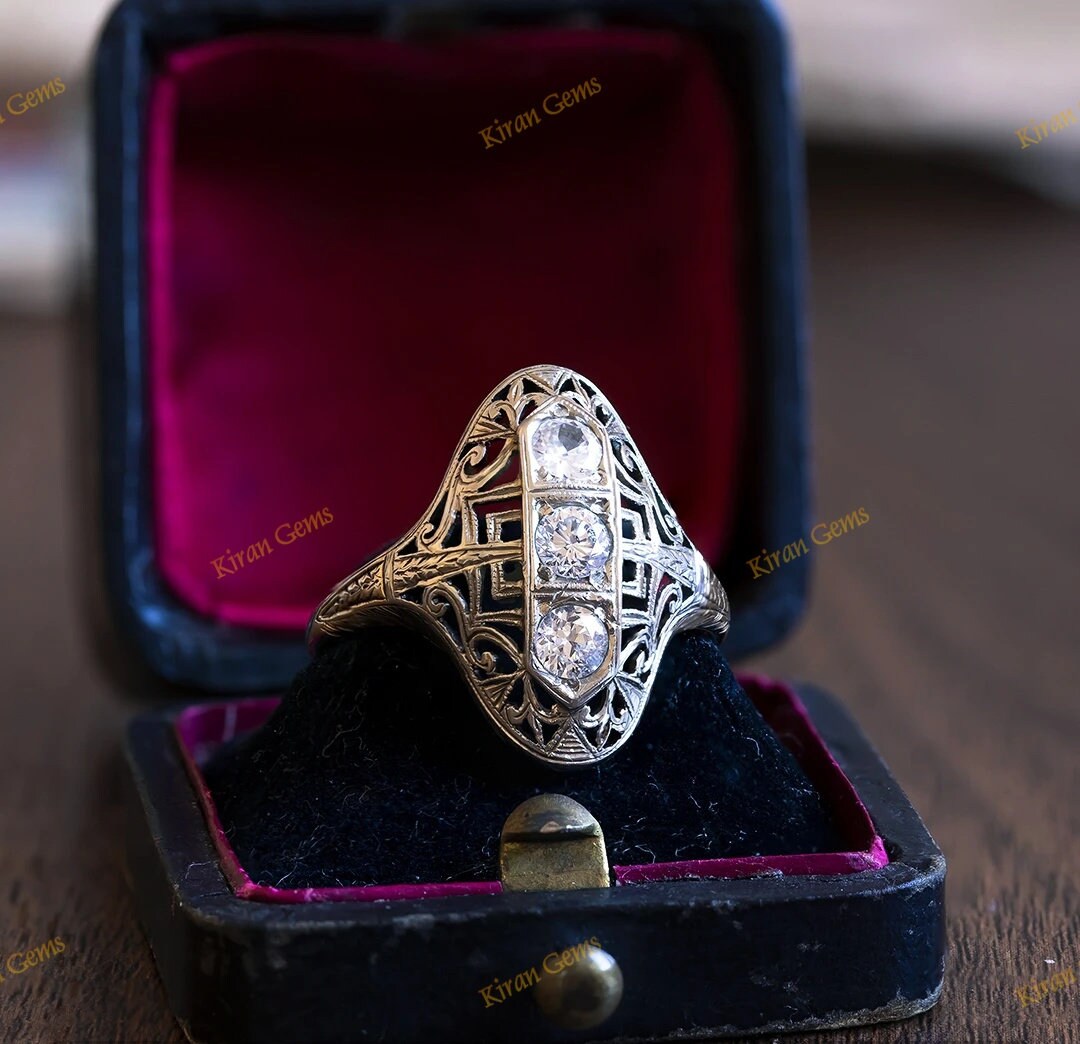 Art Nouveau Ring With Brilliant Cut Diamond Engagement Ring - Etsy