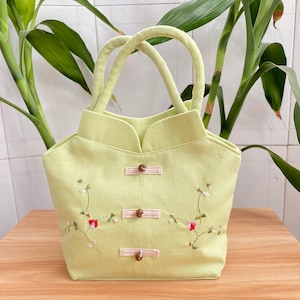 Baumwolle und Leinen bestickte Handtasche im chinesischen Stil klassische Tasche Retro weibliche Tasche