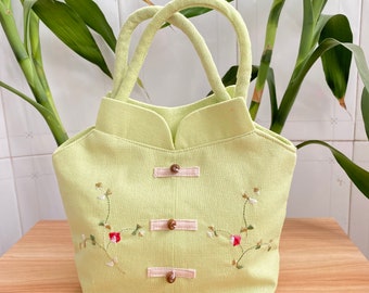 Cotton and Linen Embroidered Handbag Chinese Style Classic Bag Retro Female Bag