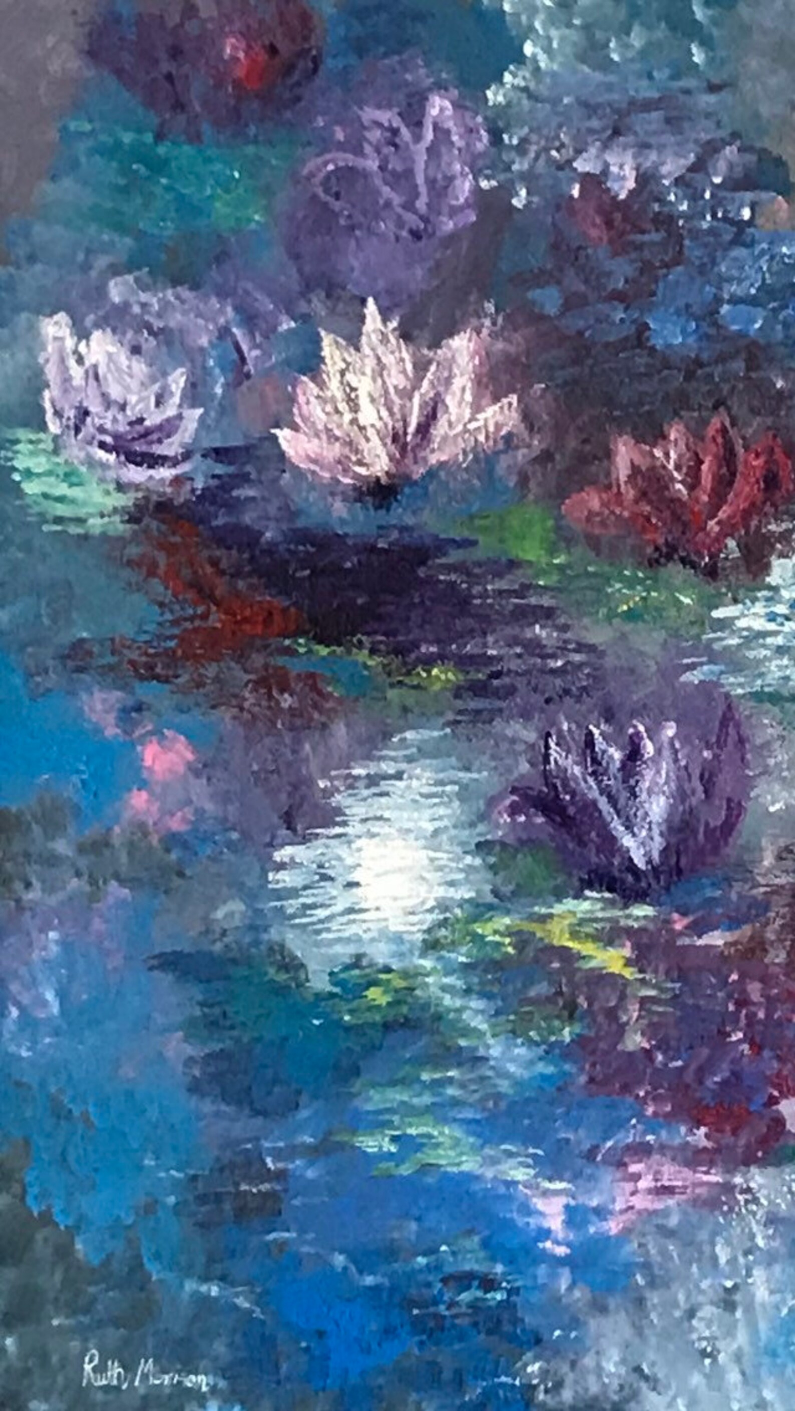 Wasser Lilien original AcrylGemälde Teich Leben Etsy