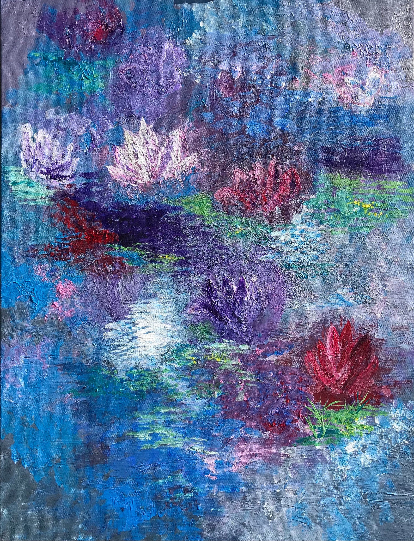 Wasser Lilien original AcrylGemälde Teich Leben Etsy
