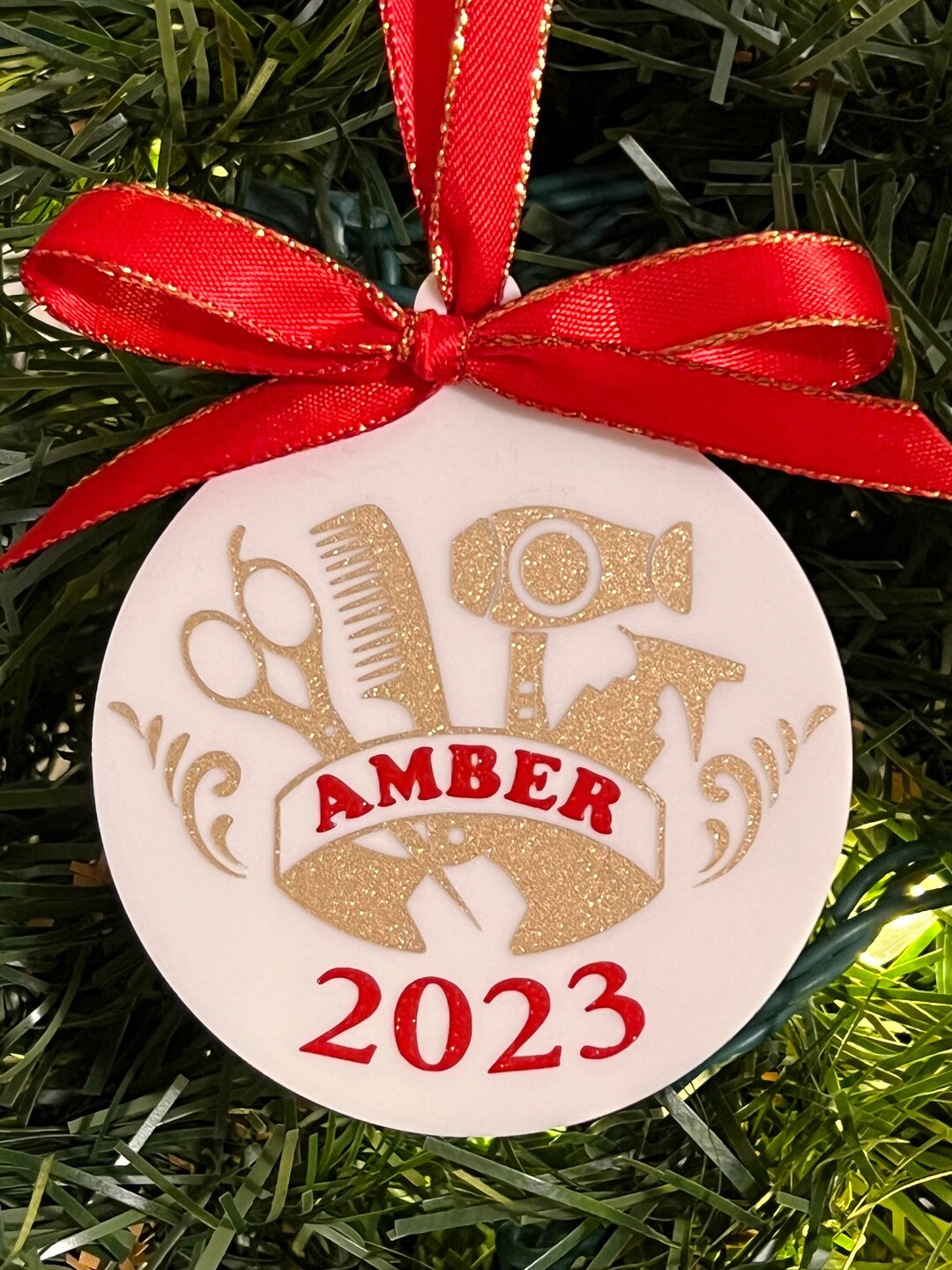 Personalized Hairdresser Ornament Hair Stylist Christmas Etsy