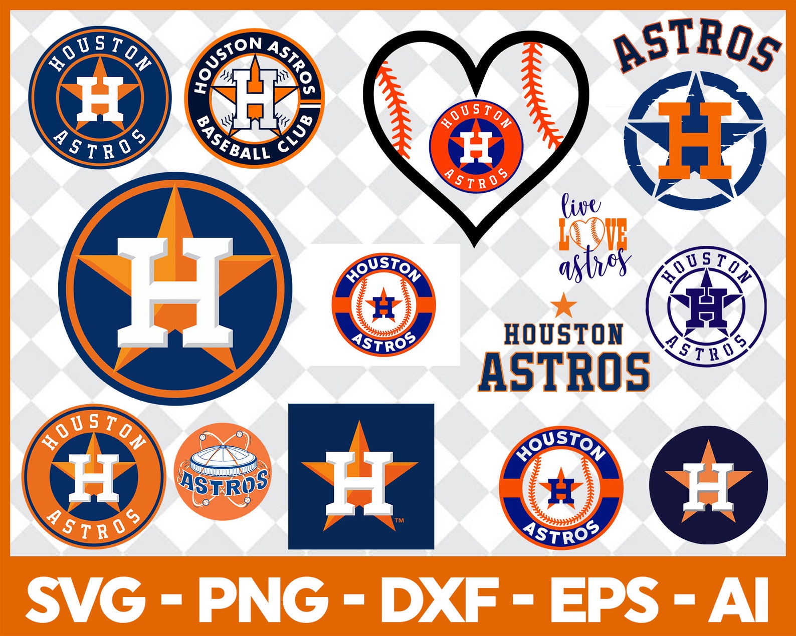 Houston Astros MLB Svg Dxf Eps Pdf Png Cricut Cutting file Etsy