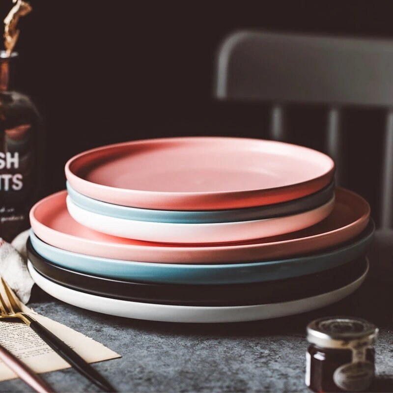 Nordic Style Ceramic Dinner Plate 5 Colors 8 and 10 Inch Etsy