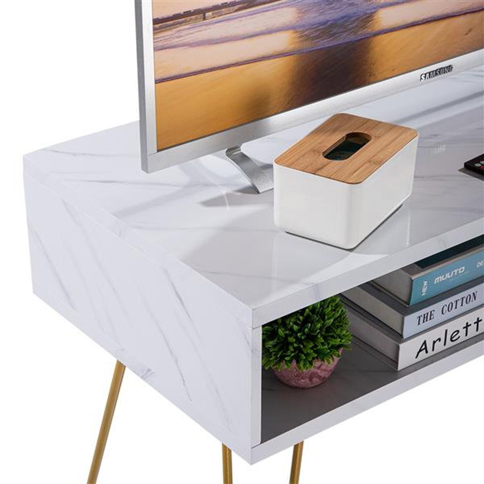 Marble TV Stand White Marble TV Faux Marble Modern Etsy