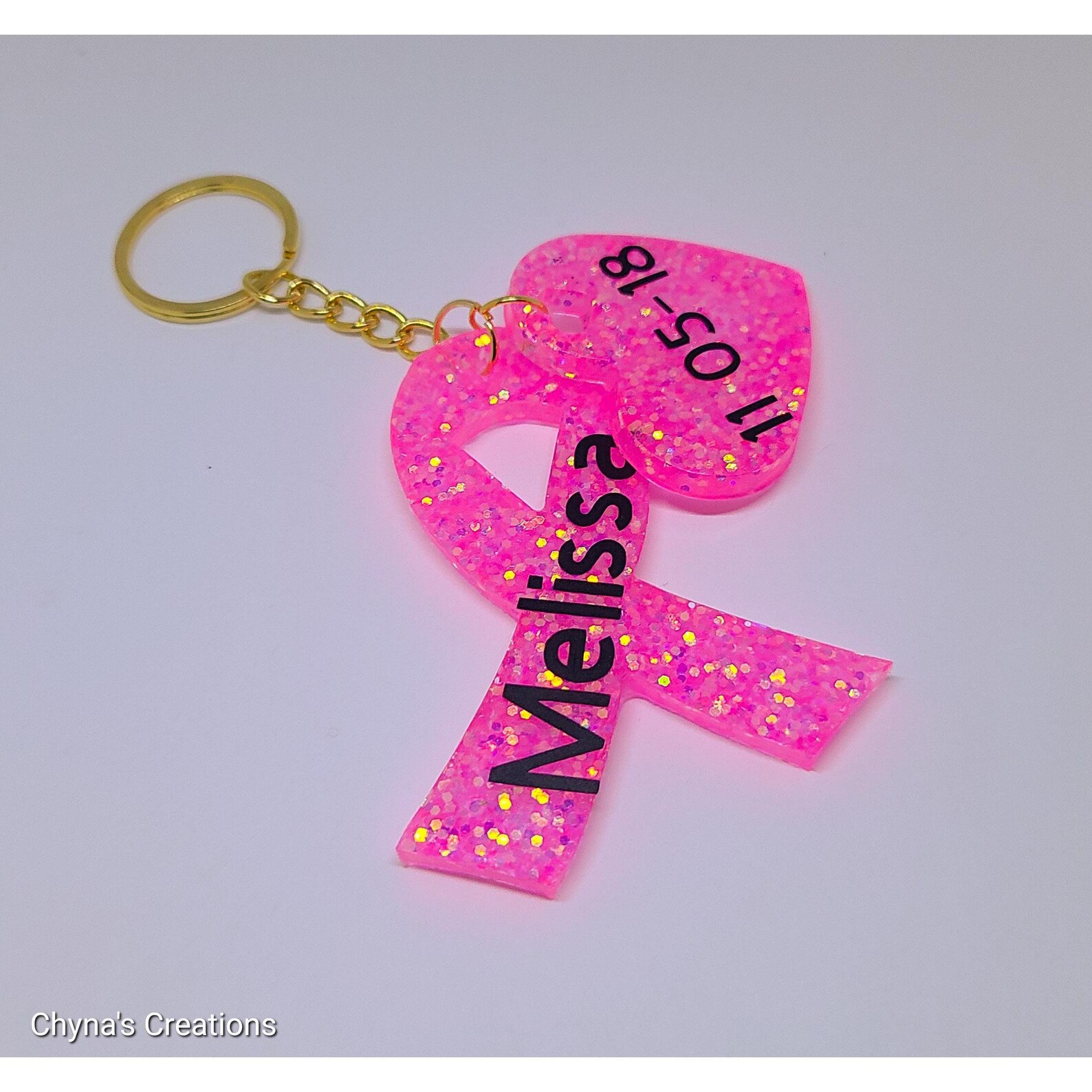Ribbon Keychains Custom Glitter Ribbon Keychain Cancer Etsy