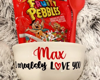 Valentines Day Cereal Bowl,Personalized Cereal Bowl, Valentines Day Gift, I Cerealsly Love you