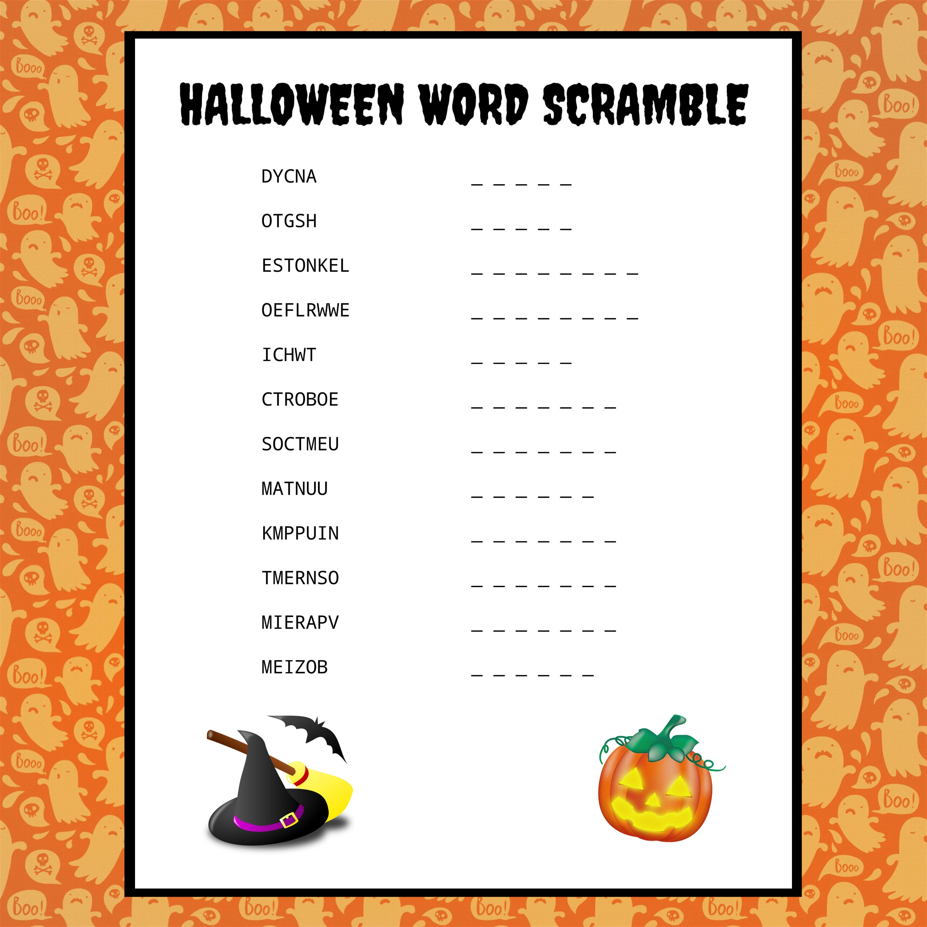 Halloween Word Scramble Printable Puzzle PDF Download - Etsy