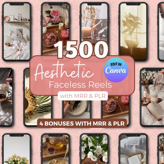 Aesthetic Faceless Reels Collection With MRR & PLR, Instagram Reels With Master Resell Rights and Private Label Rights, Digital Marketing