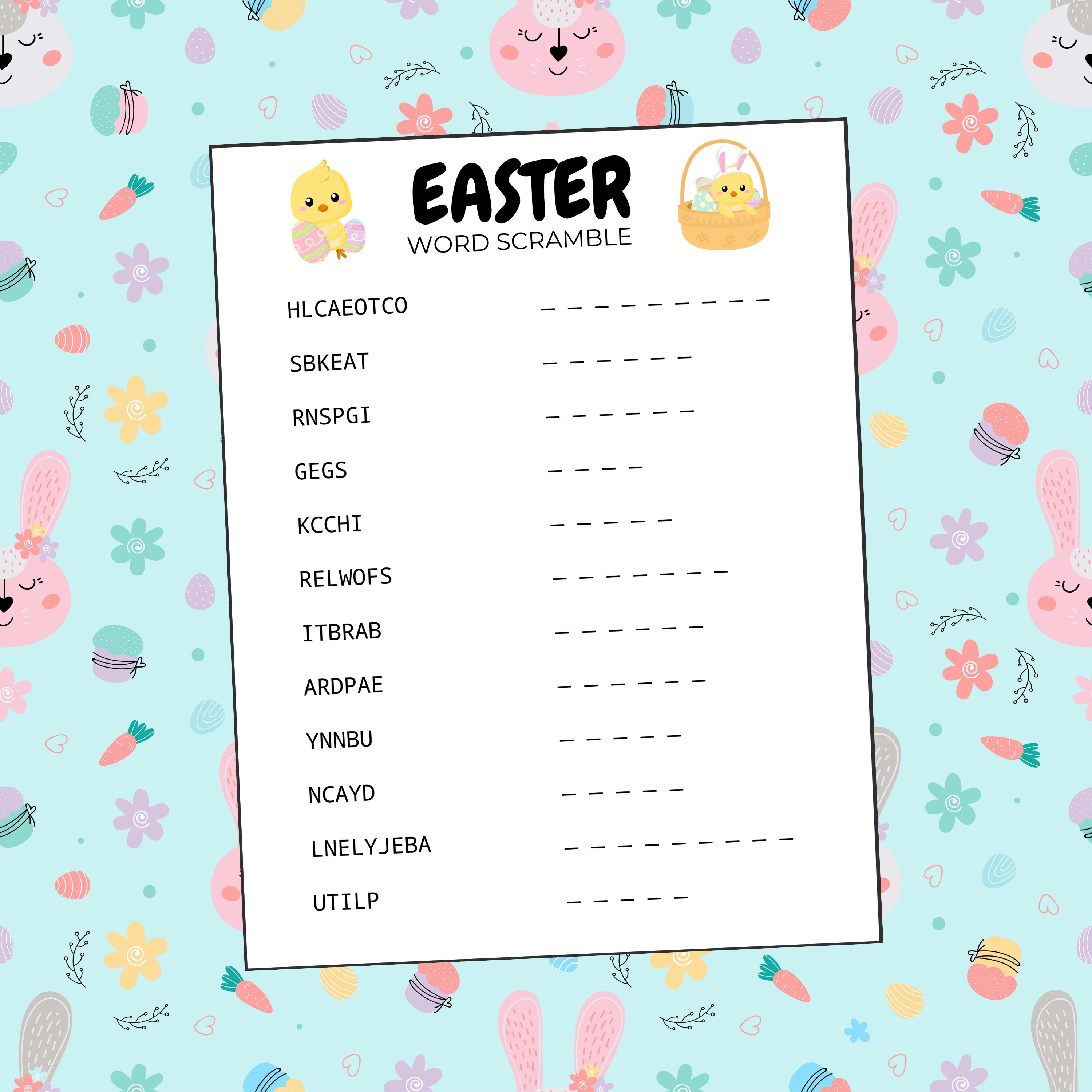easter word scramble puzzle printable pdf spring activity etsy