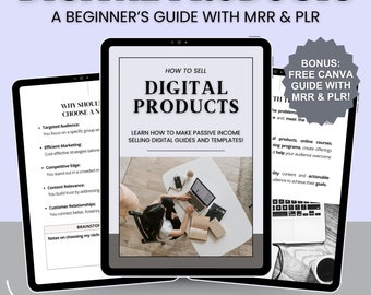 Digital Product Beginner's Guide: MRR PLR eBook, Editable Canva Template
