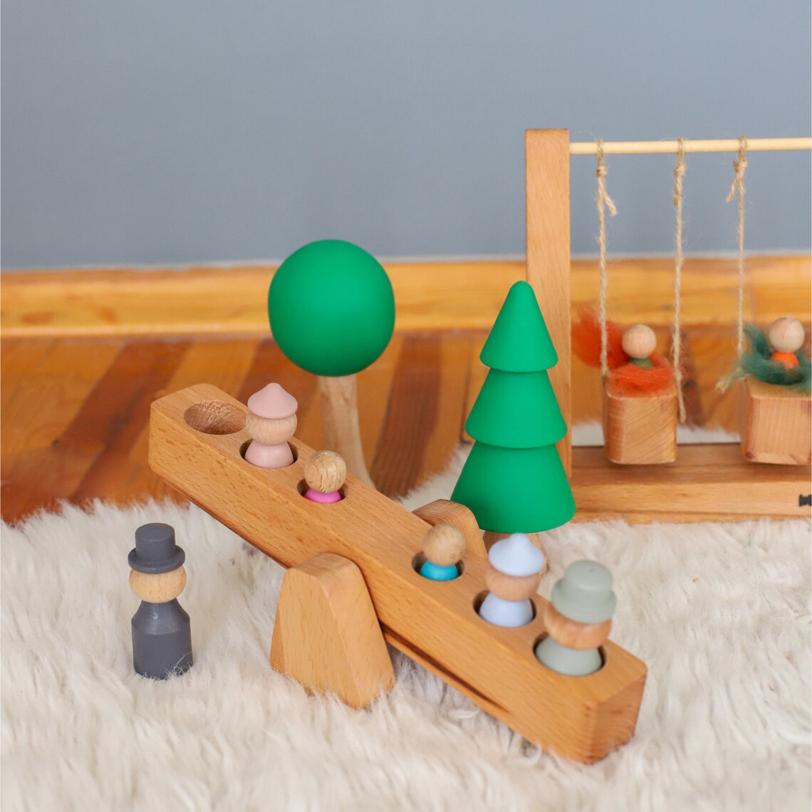 Playground Swing Set Wooden Toys Peg Dolls Waldorf Eco Etsy