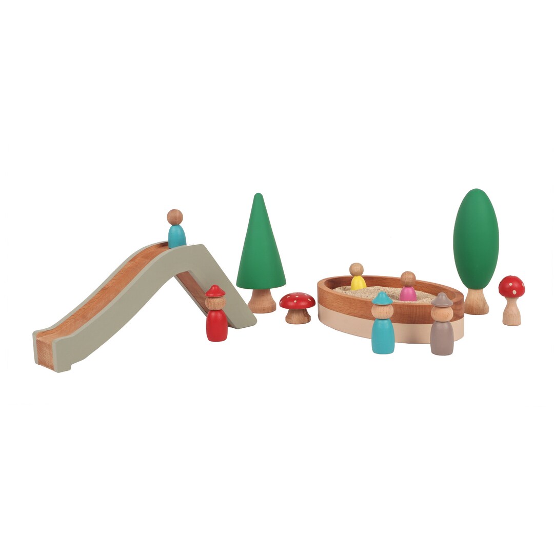 Playground Sandbox Slide Wooden Toys Peg Dolls Waldorf Etsy
