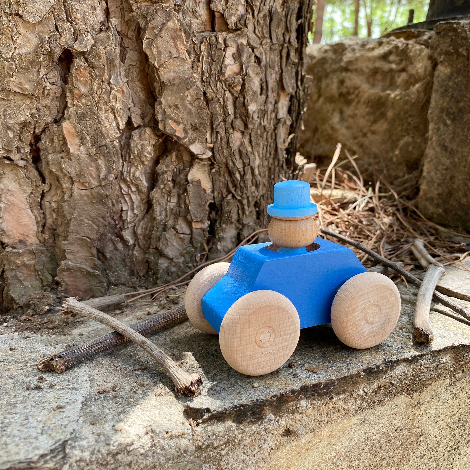 Mr Blue Peg Doll and Car Wooden Car Wooden Toys City - Etsy
