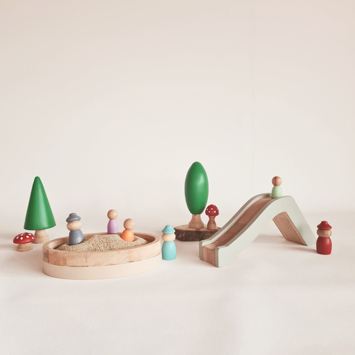 Playground Sandbox Slide Wooden Toys Peg Dolls Waldorf Etsy