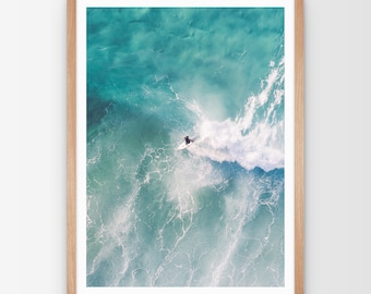 Aerial Surfer Print, Surf Poster, Aerial Surf, Surfing Photography Aerial Beach Print, Surf Wall Art, Ready To Frame Poster, Ocean print