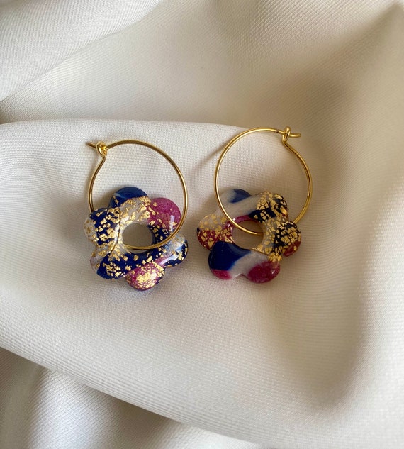 Loulou Hoop Earrings in Golden Brass and Polymer