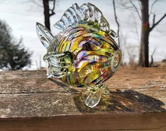 CELEBRATE LIFE FOLK ART SUN FARM CAT FISH SUNCATCHER 5x16 GLASS ART PANEL 