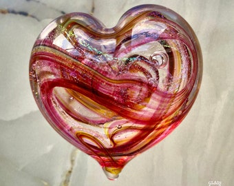 Signature Hand Blown Dichroic Crystal Glass Hearts