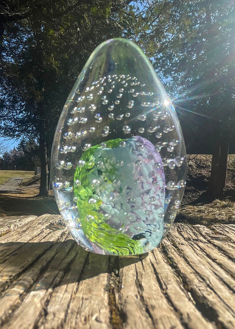 Colorful Handmade Blown Glass Easter Egg Paperweight Gift Etsy