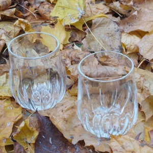 Stemless libation glasses