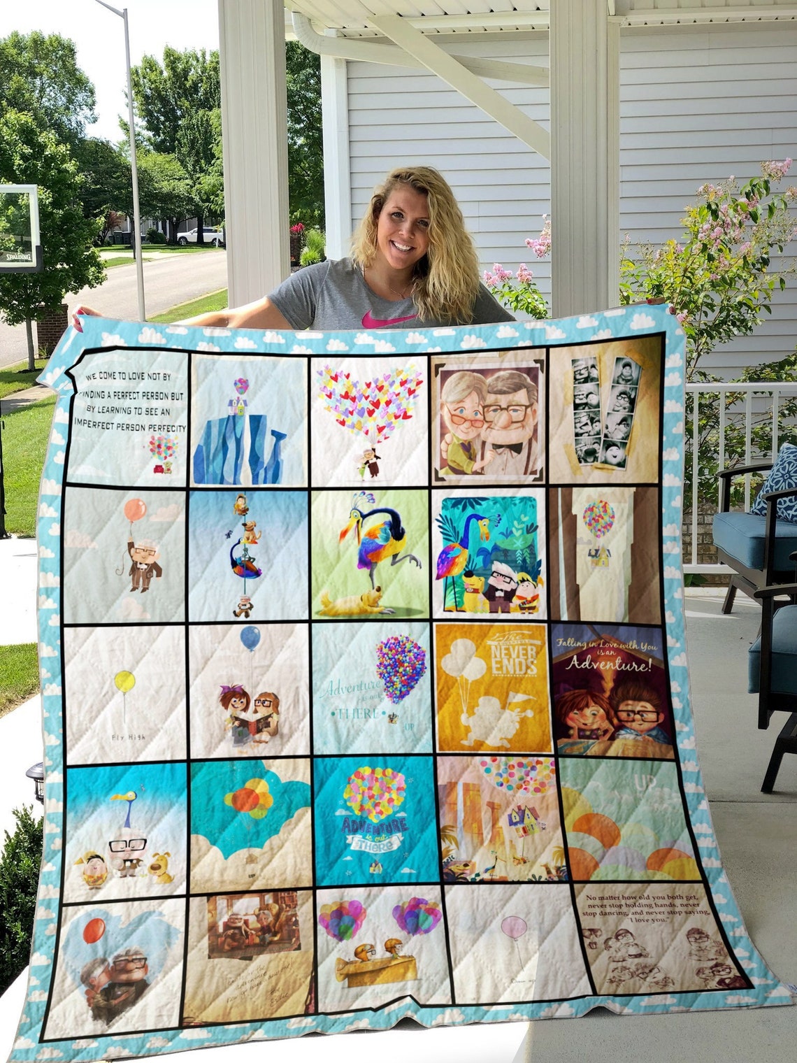 Up Film Disney Movie Quilt Blanket Bedding Family Gift For Him Etsy