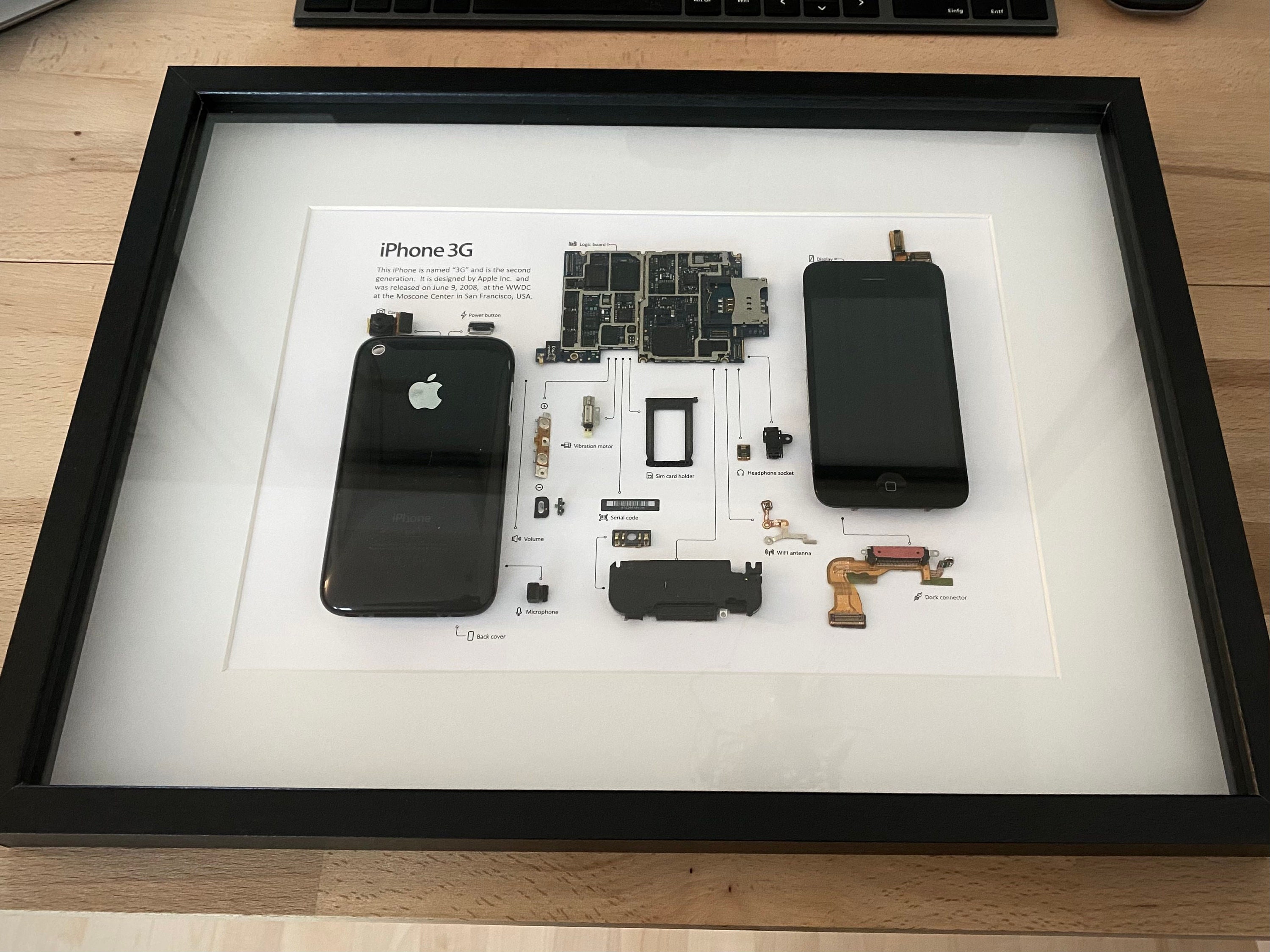 Apple iPhone 3G framed Artwork 3DPicture Component Teardown / Etsy
