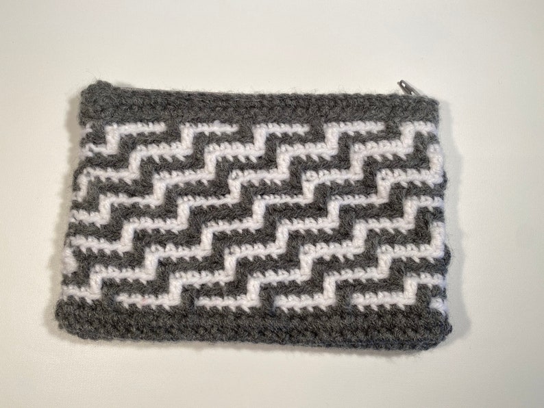 Mosaic Crochet Purse Zipper Bag Cosmetic Bag Pencil Case Etsy