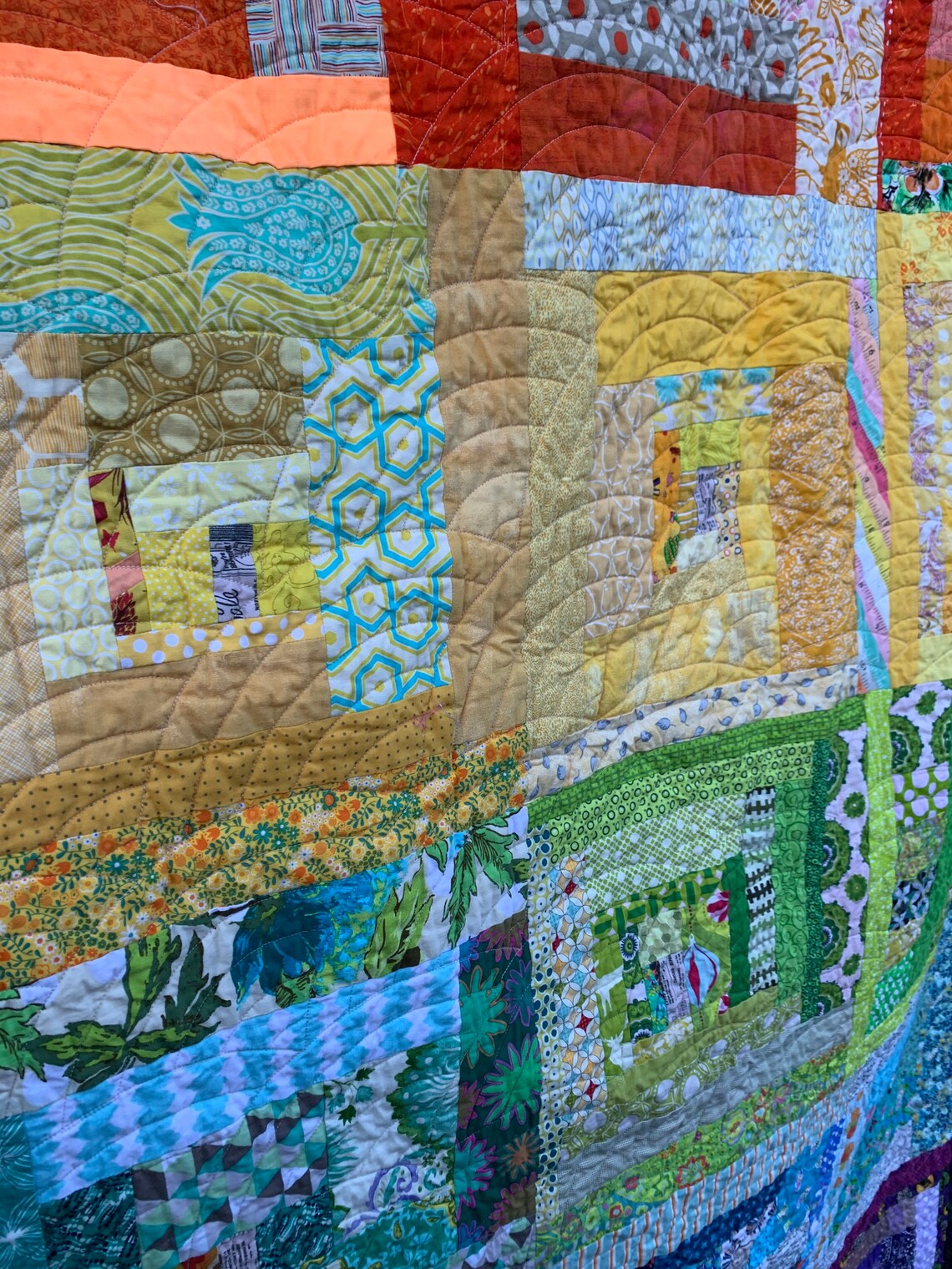 Scrappy Log Cabin Rainbow Quilt Etsy