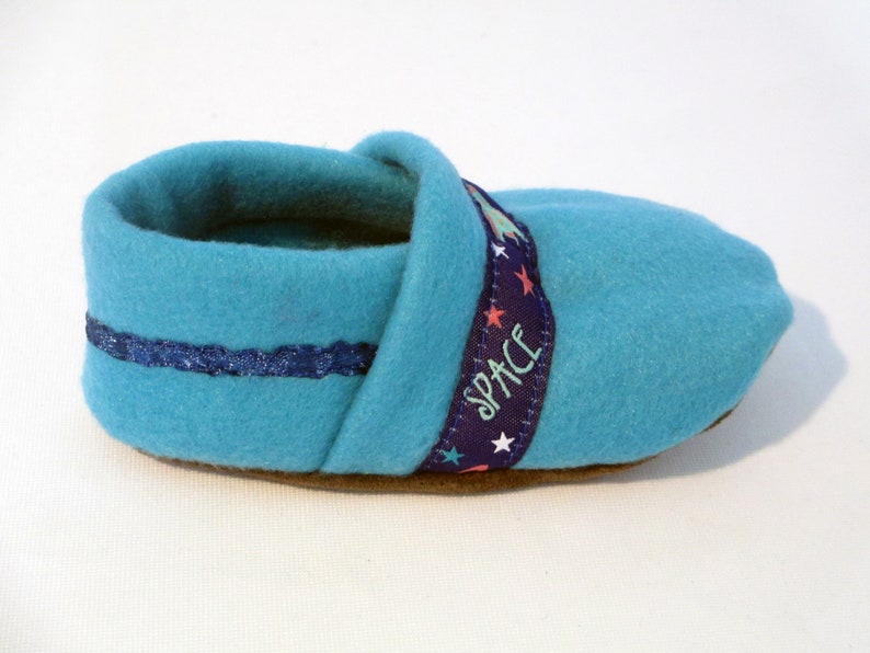 Running Shoe Slipper with Leather Sole Baby Shoe Rocket Crawlshoe Planets Space