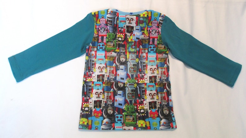 Long sleeve shirt kids shirt colorful robotter sweater made of cotton jersey handmade with love. sweater