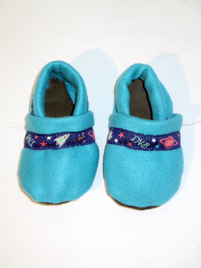Running Shoe Slipper with Leather Sole Baby Shoe Rocket Crawlshoe Planets Space