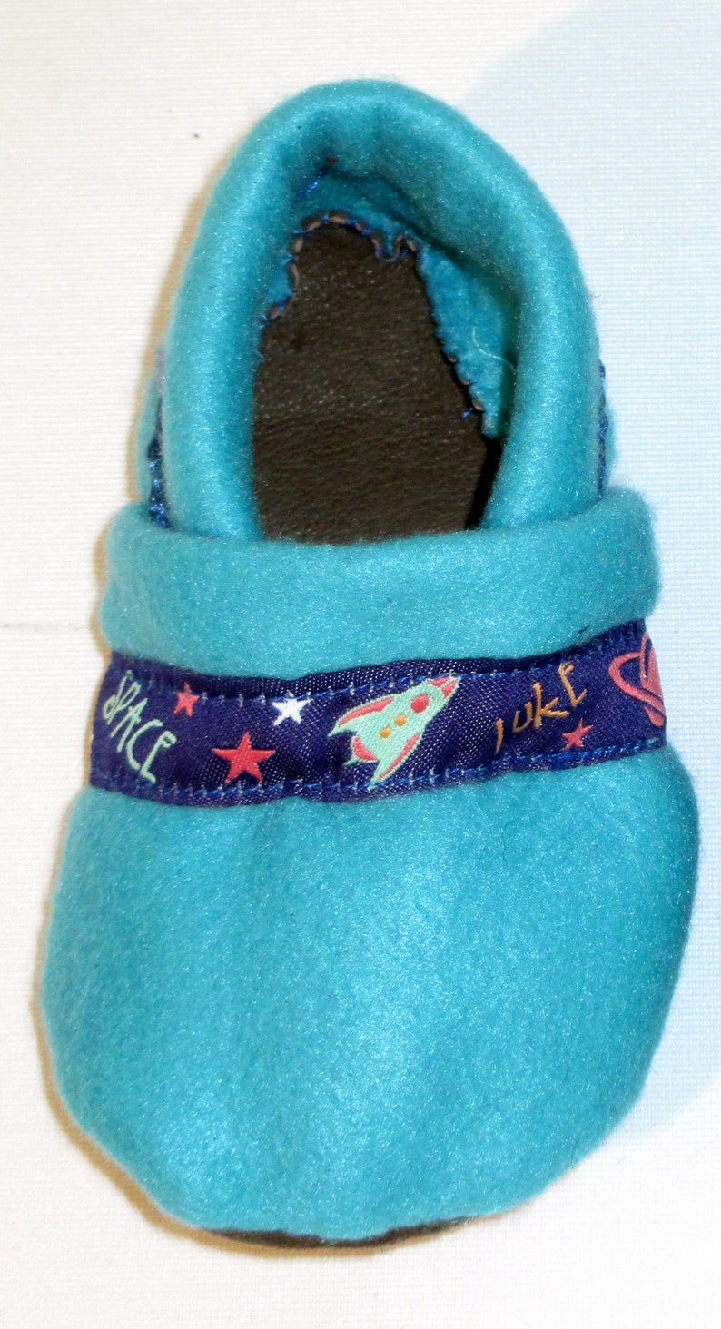 Running Shoe Slipper with Leather Sole Baby Shoe Rocket Crawlshoe Planets Space