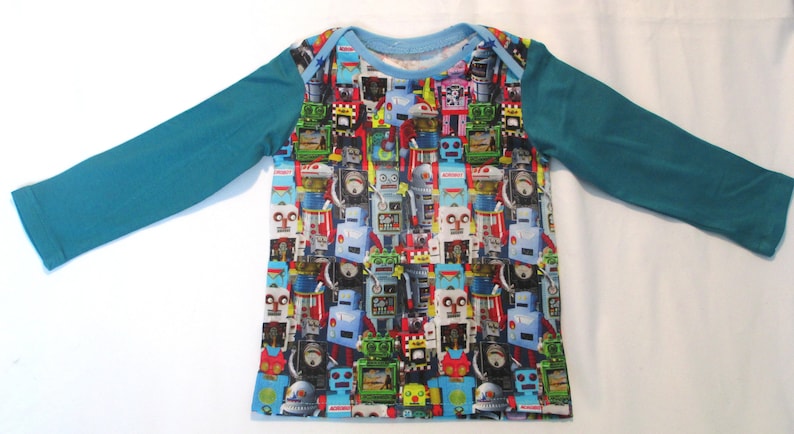 Long sleeve shirt kids shirt colorful robotter sweater made of cotton jersey handmade with love. sweater