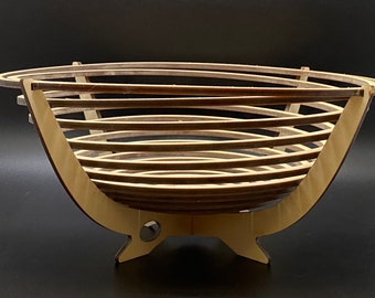 Cuenco plegable de madera de estilo moderno de mediados de siglo