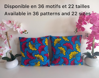 Housses de coussins en wax avec fermeture éclair.