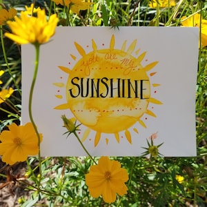 Hand Painted Sunshine Watercolor Blank Card