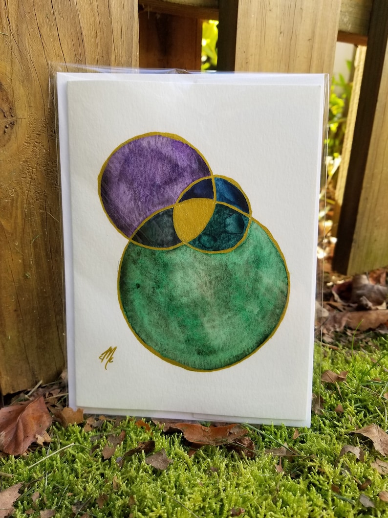 Hand Painted Jeweled Circles Blank Card