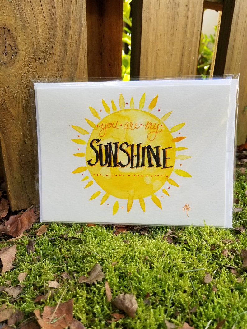 Hand Painted Sunshine Watercolor Blank Card