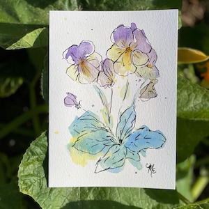 Hand Painted Floral Watercolor Blank Card