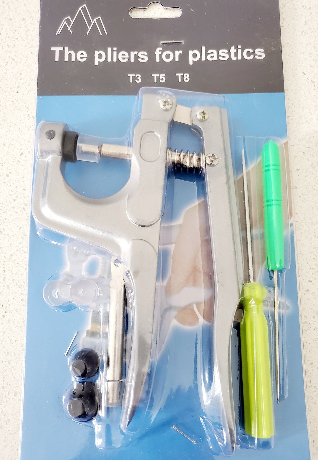 Plastic Snap Pliers for Setting Plastic Snaps in Sizes T3 T5 T8, Plastic Snap Tool, Suitable for