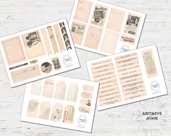 Vintage cocina efímera paquete, británico, diario basura, tarjetas diario, descarga digital