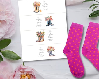 Puede incluir: Cuatro etiquetas de regalo imprimibles con un diseño floral y la cita "Qué hermosas son las primeras de las nuevas bondades de la primavera".