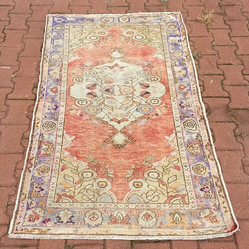 Blue Turkish Rug, Vintage Oushak Rug, Beige Accent Rug, Oushak Runner Rug, Turkish Rug, Red Turkish Runner Rug, shops Vintage Accent Rug