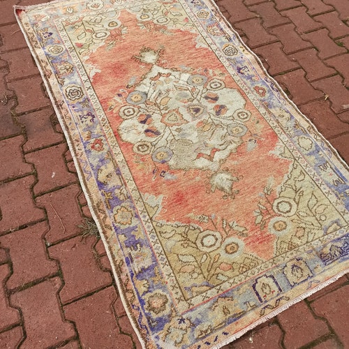 Blue Turkish Rug, Vintage Oushak Rug, Beige Accent Rug, Oushak Runner Rug, Turkish Rug, Red Turkish Runner Rug, shops Vintage Accent Rug