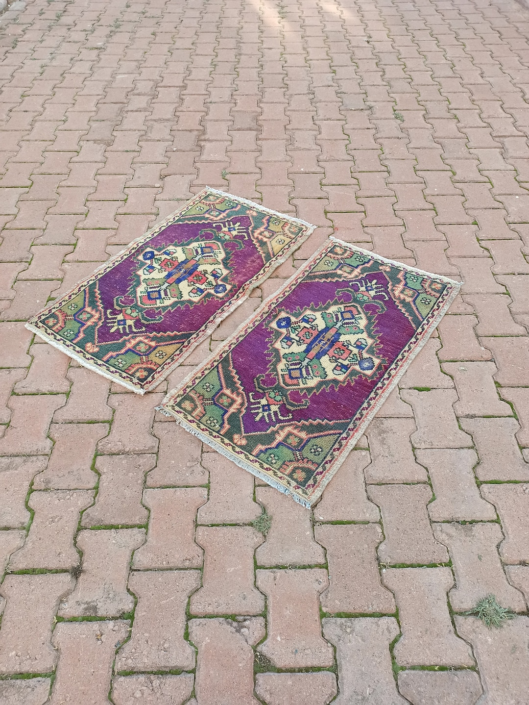 Doubled Vintage Purple Door Mat Handmade Bathroom Rug Etsy UK