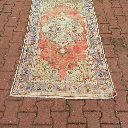 Blue Turkish Rug, Vintage Oushak Rug, Beige Accent Rug, Oushak Runner Rug, Turkish Rug, Red Turkish Runner Rug, shops Vintage Accent Rug