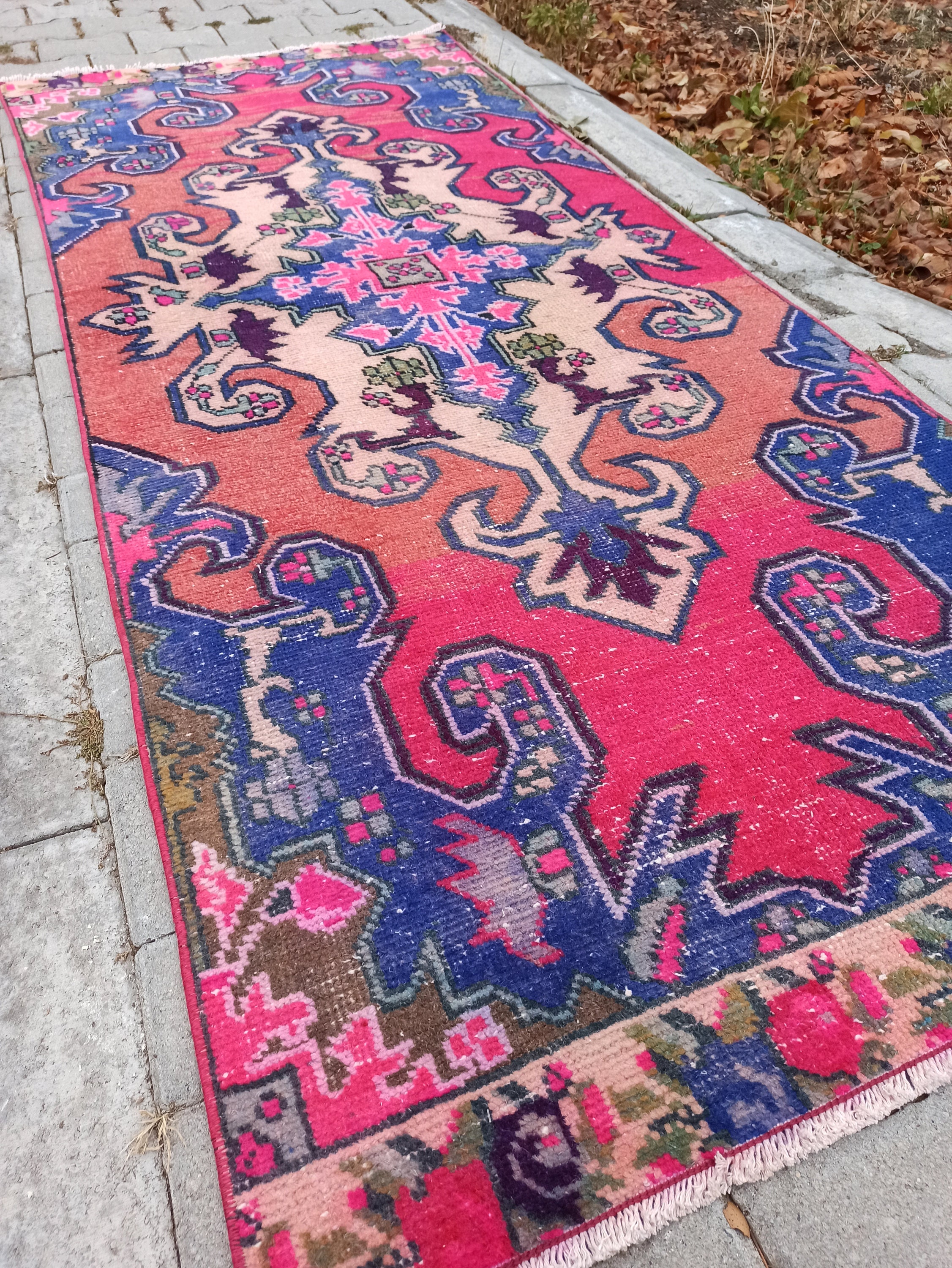 Pink Turkish Runner Rug Vintage Runner Rug Bohemian Runner Etsy