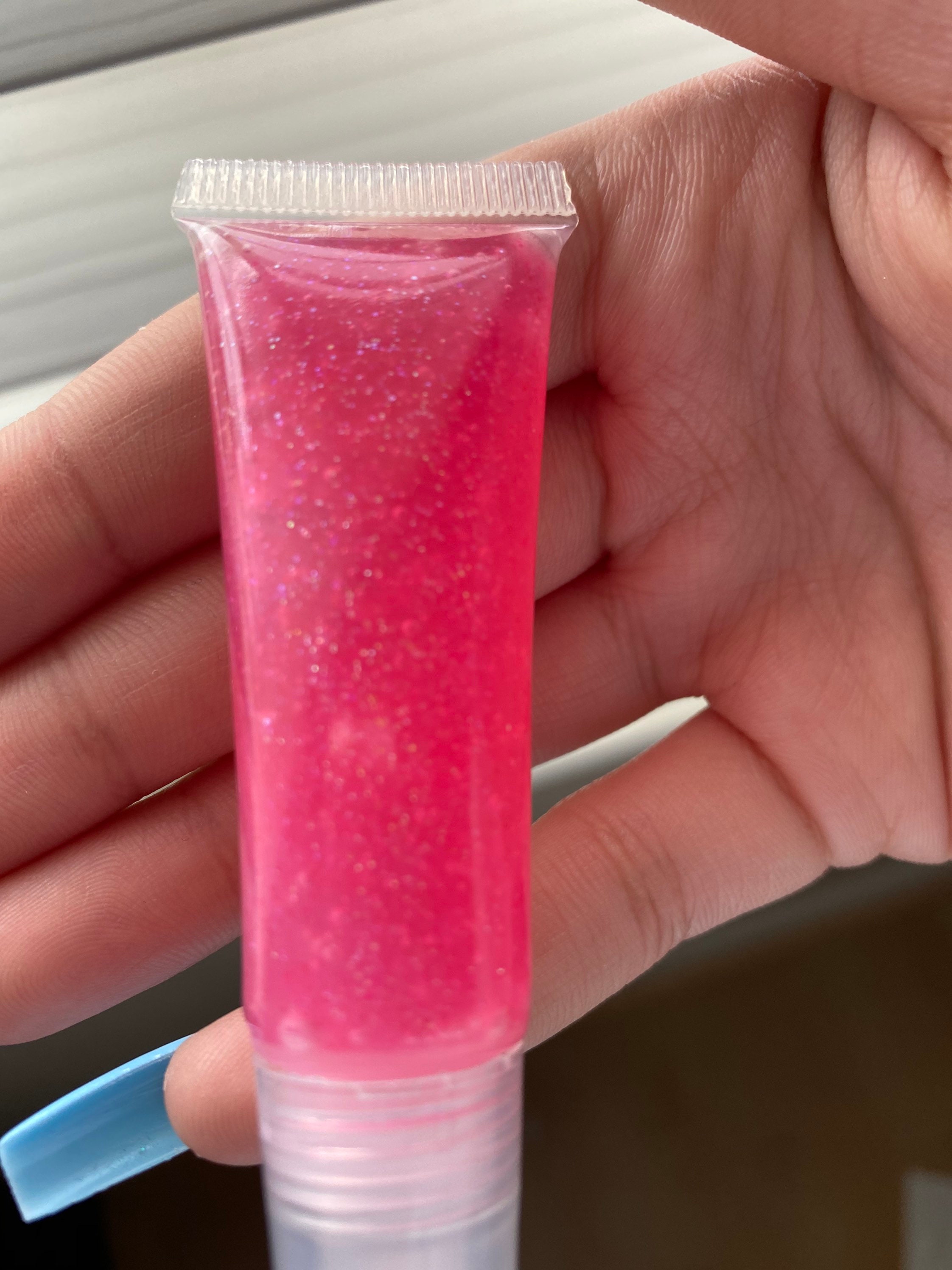Pink glitter lip gloss Etsy