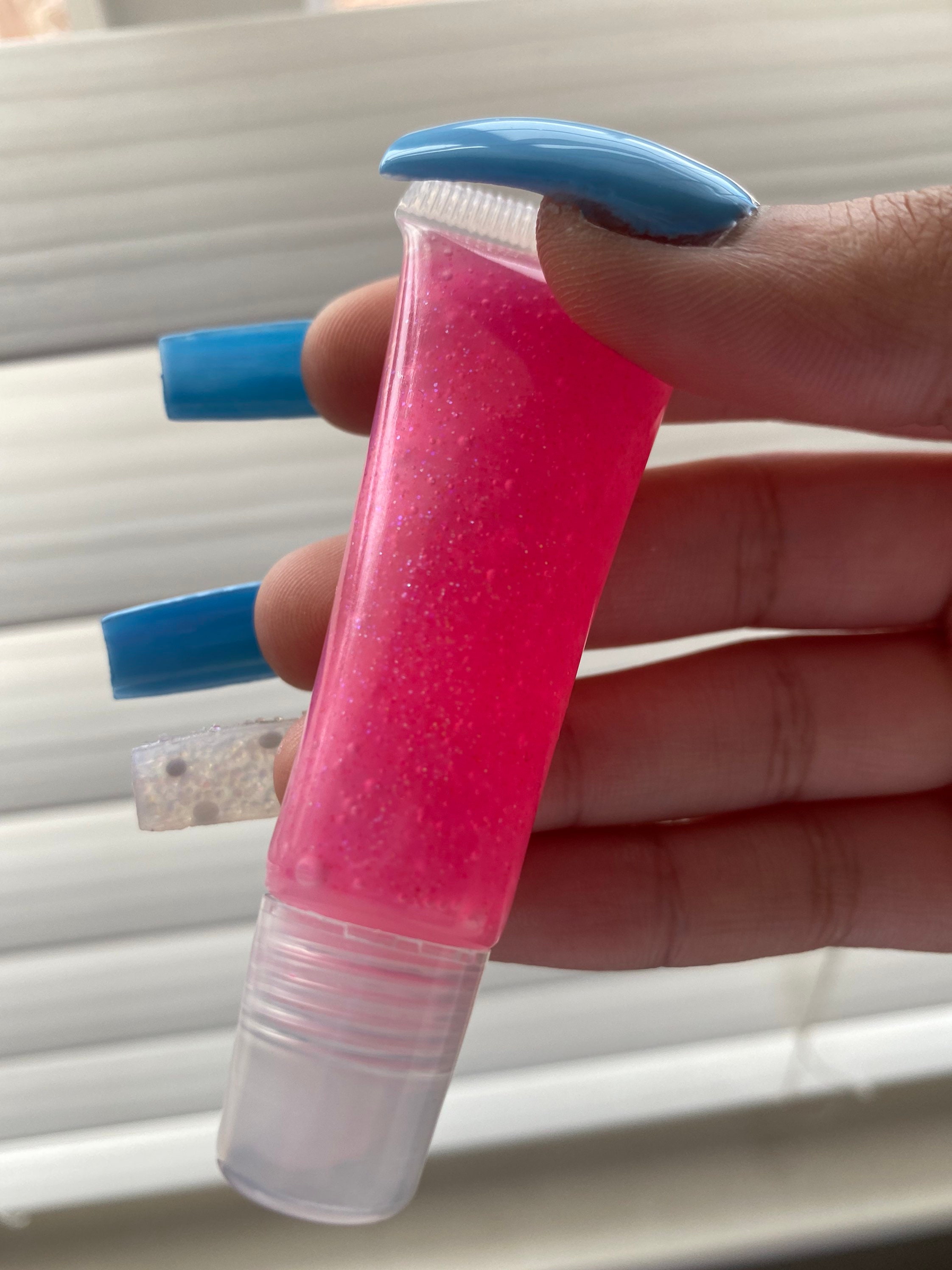 Pink glitter lip gloss Etsy